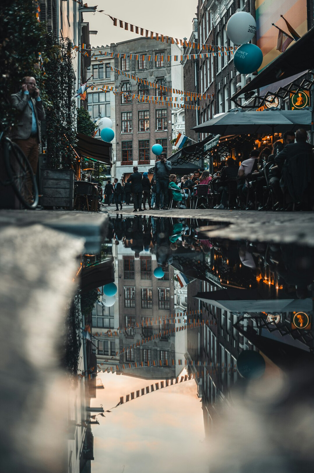 person reflecting on street