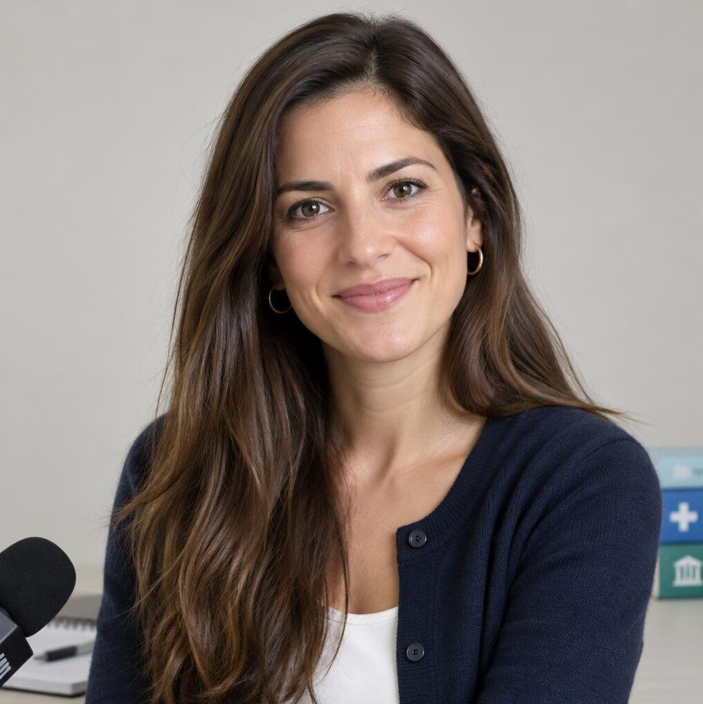 Portrait of a 33 year old Portuguese woman reporter smiling